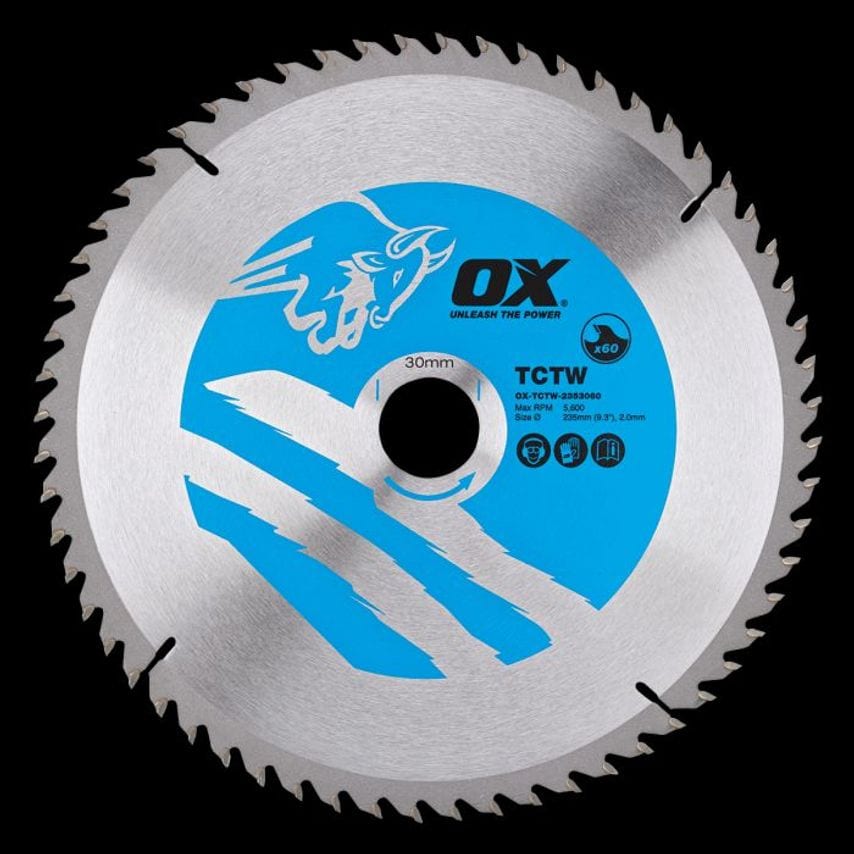 OX Wood Cutting Circular Saw Blade 235/30mm, 60 Teeth Atb OX TCTW 2353060