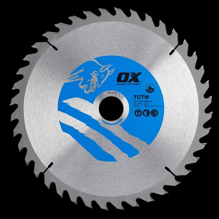 OX Wood Cutting Circular Saw Blade 250/30mm, 40 Teeth Atb OX TCTW 2503040