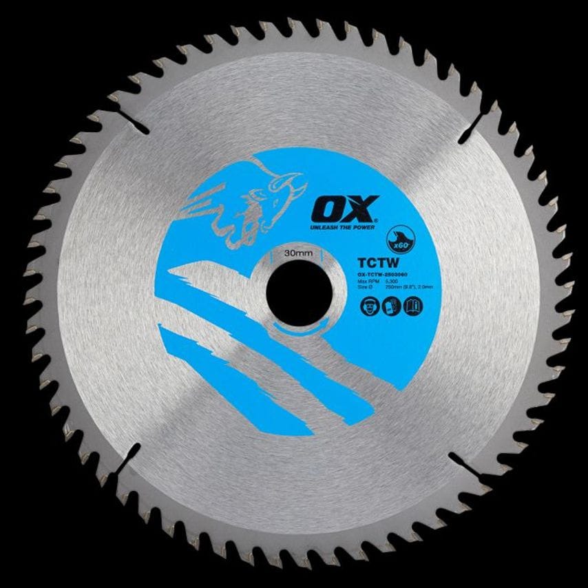 OX Wood Cutting Circular Saw Blade 250/30mm, 60 Teeth Atb OX TCTW 2503060
