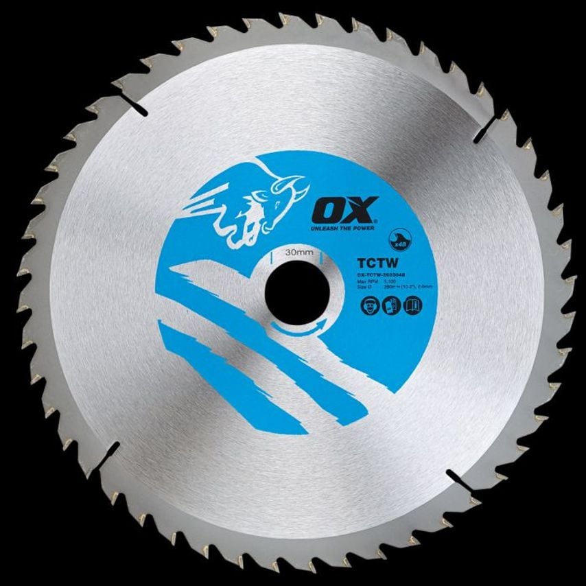 OX Wood Cutting Circular Saw Blade 260/30mm, 48 Teeth Atb OX TCTW 2603048