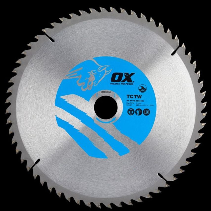 OX Wood Cutting Circular Saw Blade 260/30mm, 60 Teeth Atb OX TCTW 2603060