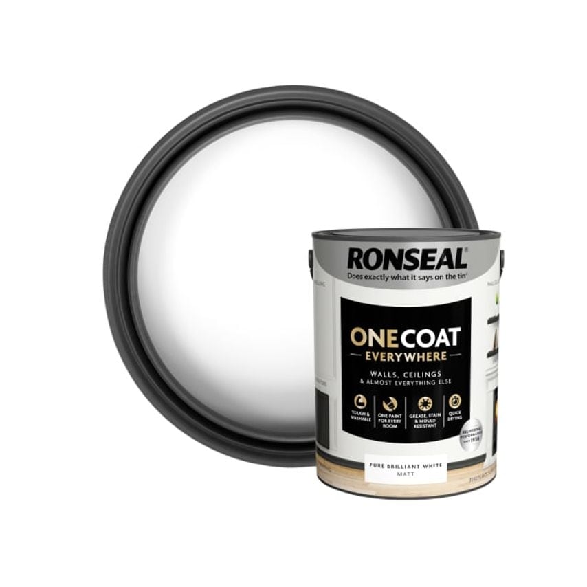 One Coat Everywhere Interior Paint Pure Brilliant White Matt 5L