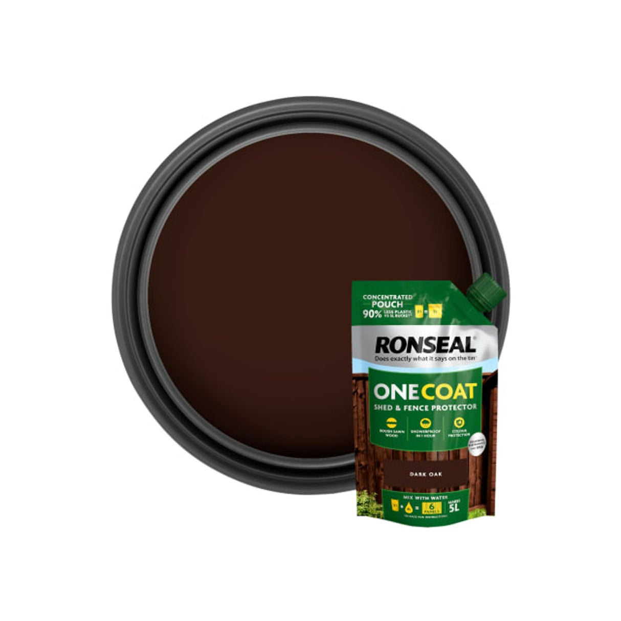 One Coat Shed and Fence Refill Pouch Dark Oak - 950ml