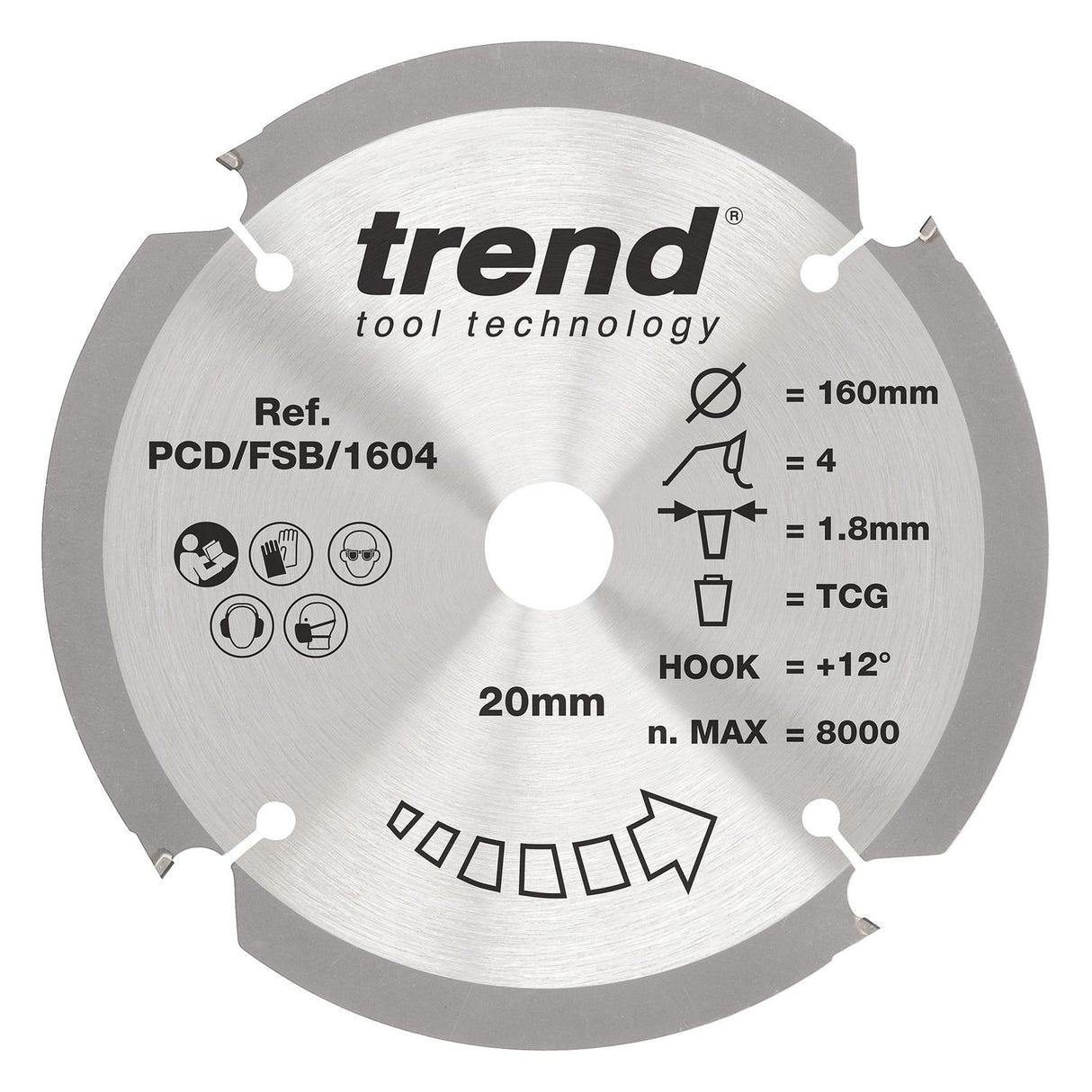 PCD Fibre Cement Circular Saw Blade 160mm x 20mm x 4T