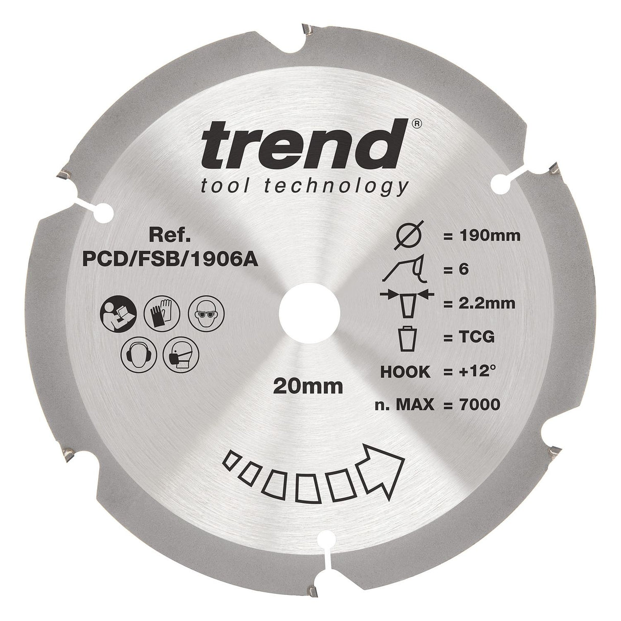 PCD Fibre Cement Circular Saw Blade 190mm x 20mm x 6T