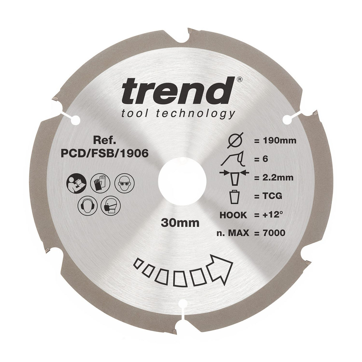 PCD Fibre Cement Circular Saw Blade 190mm x 30mm x 6T