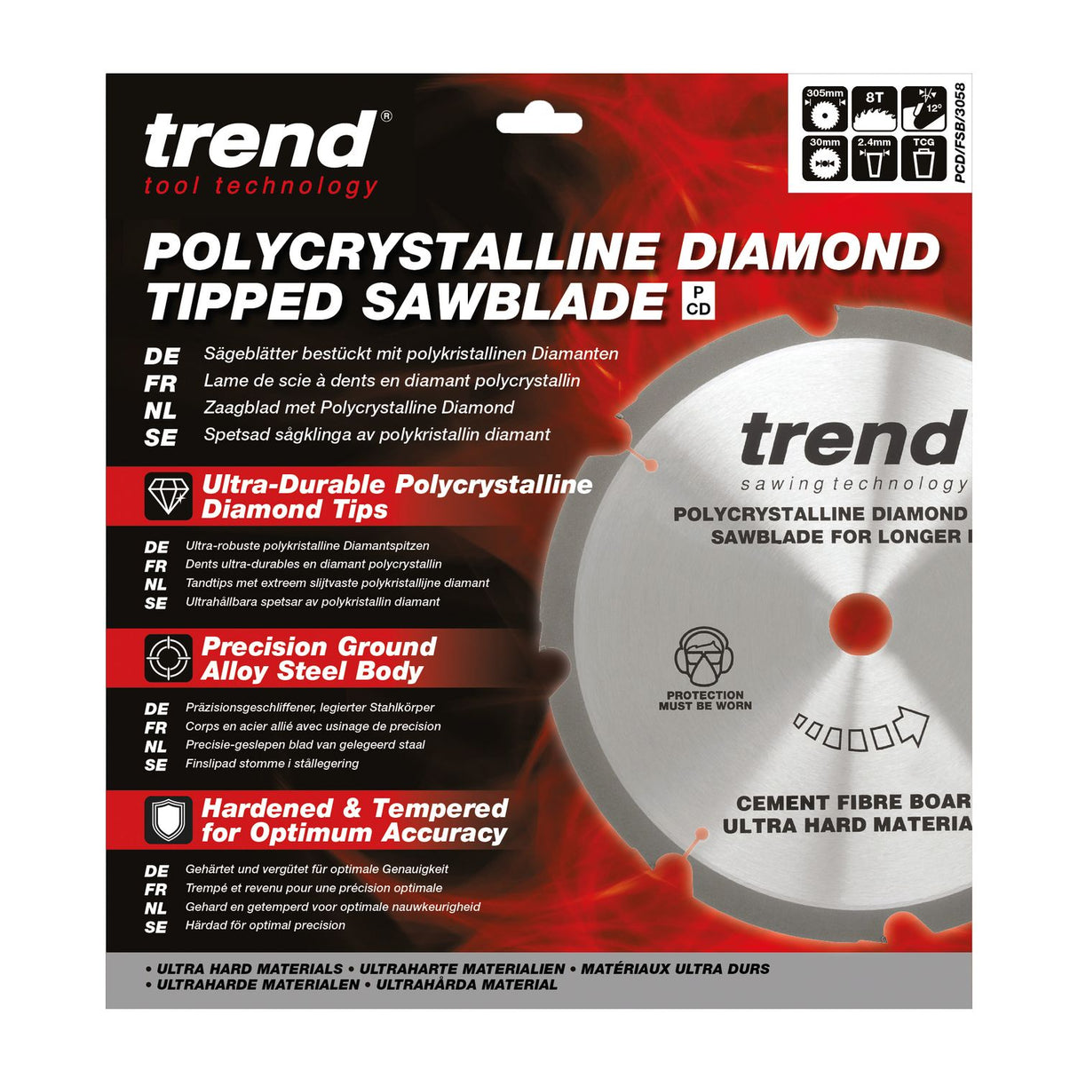 PCD Fibre Cement Circular Saw Blade 305mm x 30mm x 8T