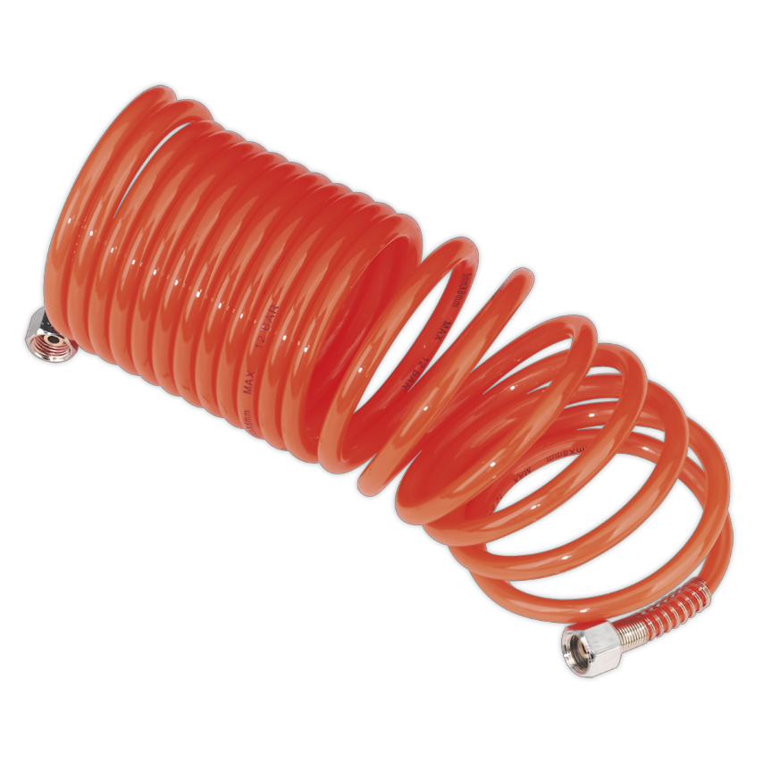 PE Coiled Air Hose 5M x 5MM with 1/4" BSP Unions