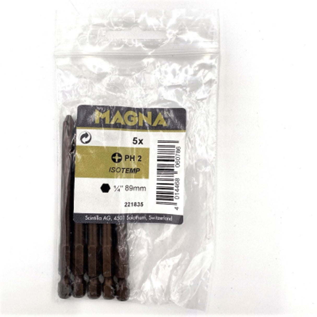 PH2 x 89mm ISO Temp 1/4in Hex Screwdriver Bit