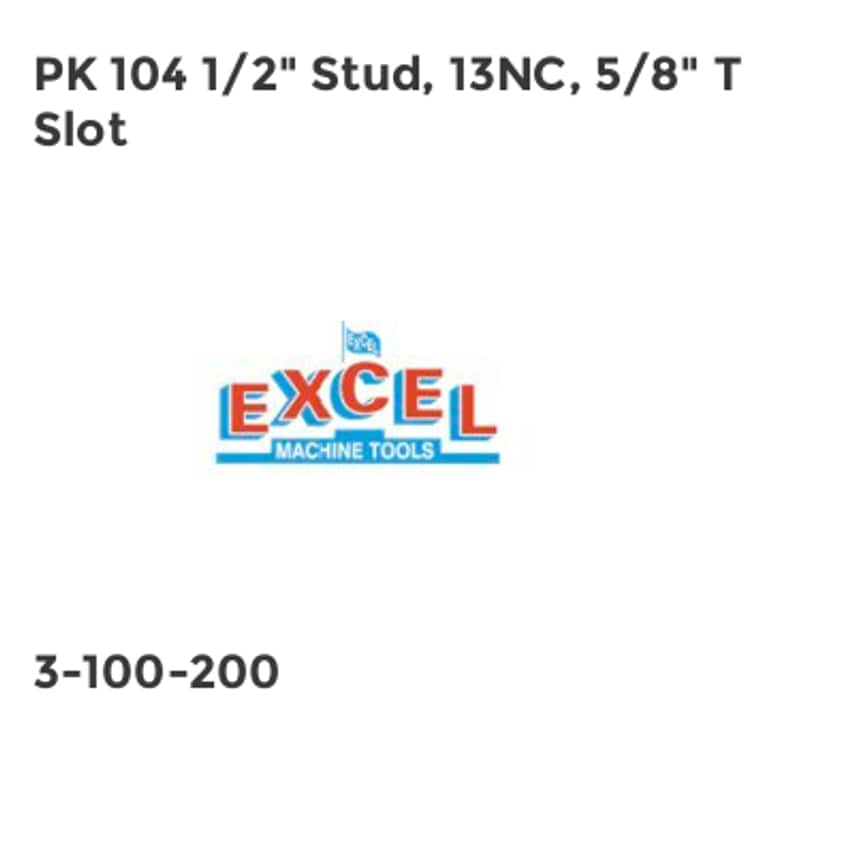 PK 104 1/2" Stud, 13NC, 5/8" T Slot