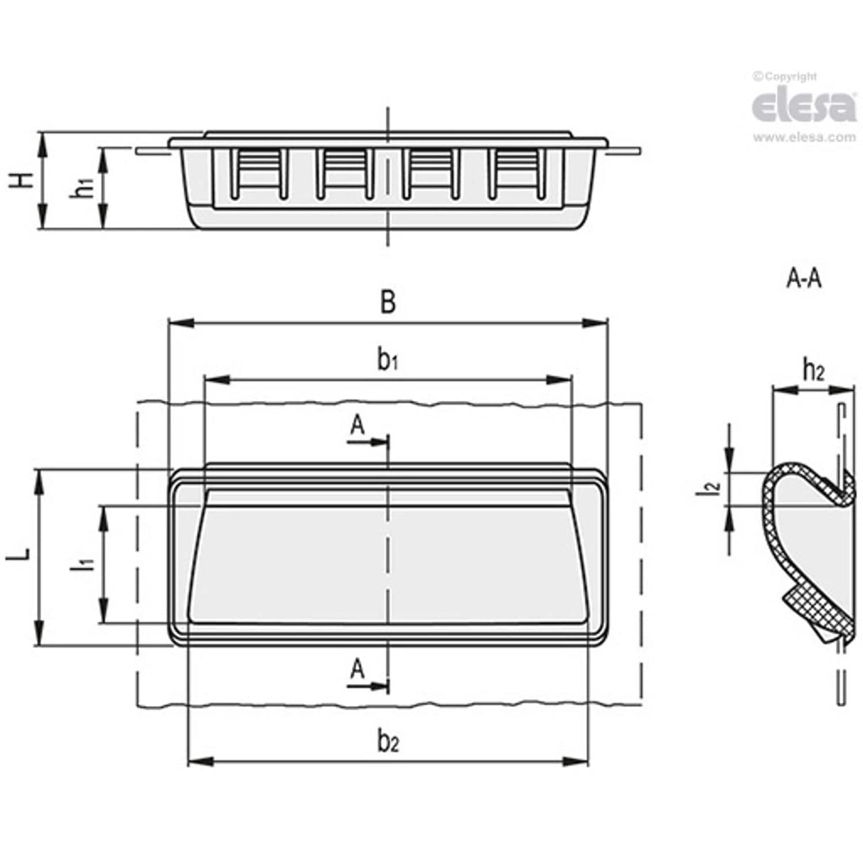 PR-PF-AE-V0 Flush pull handles for snap-in assembly technopolymer certified self-extinguishing PR.92-PF-AE-V0-C1