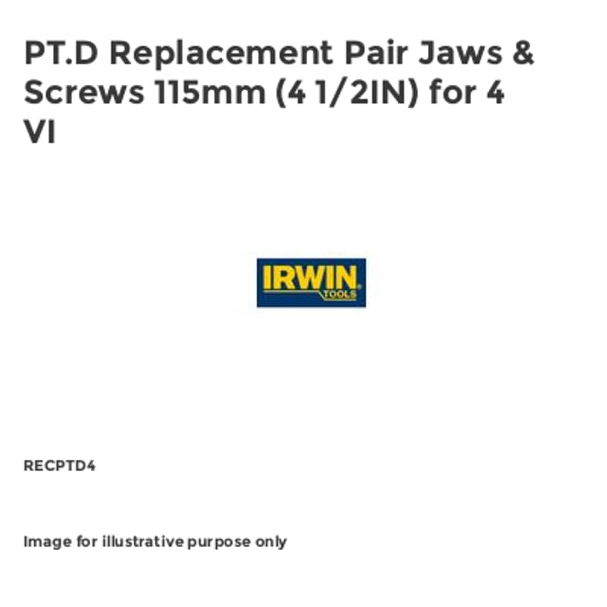 PT.D Replacement Pair Jaws & Screws 115mm (4 1/2IN) for 4 VI