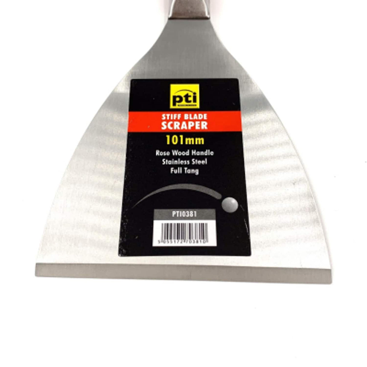 PTI 101mm Stiff Blade Scraper Stainless Steel Blade Rosewood Handle