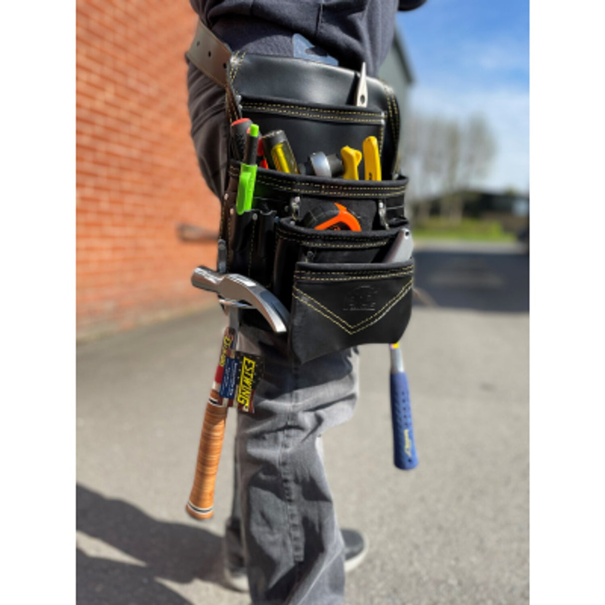 PTI Premium Black Leather Carpenter Pouch