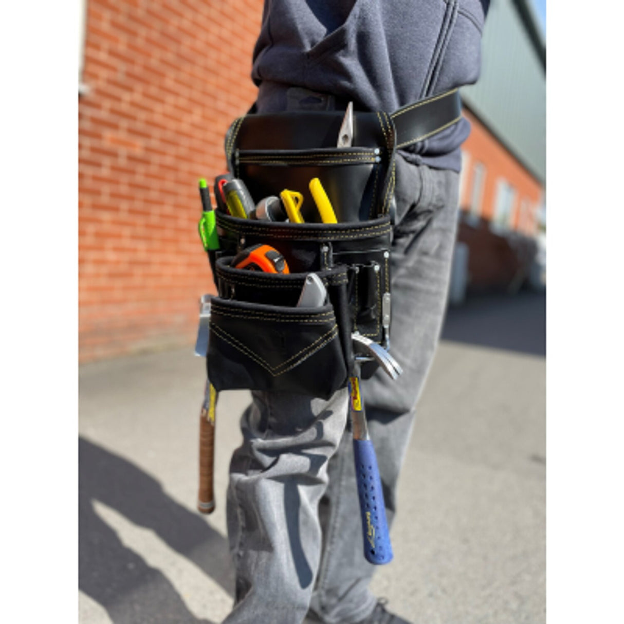 PTI Premium Black Leather Carpenter Pouch