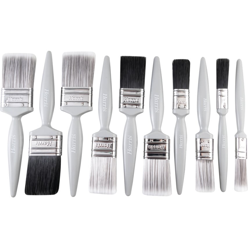 Paint Brush Set, Flat, for Emulsion & Gloss, Pack of 10