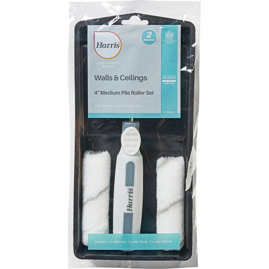 Paint Roller Set, 4", for Walls & Ceilings