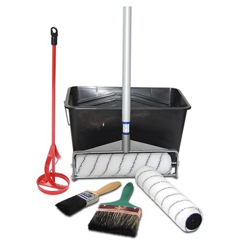 Painting Kit M, Roller & Frame, Handle, Scuttle, Brushes