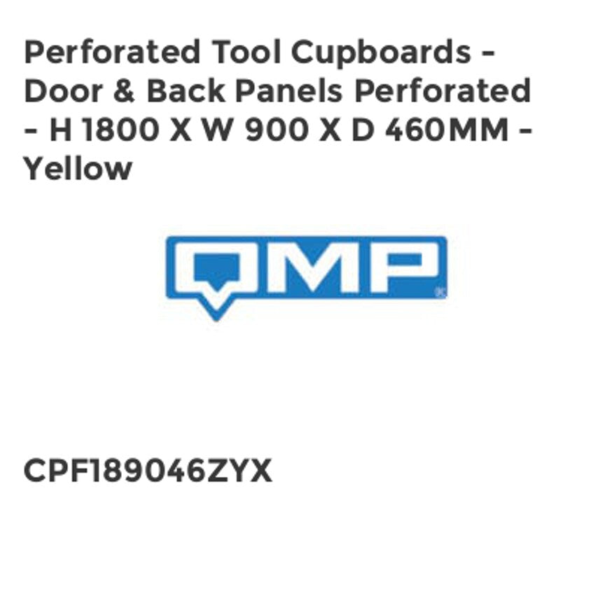 Perforated Tool Cupboards - Door & Back Panels Perforated - H 1800 X W 900 X D 460mm - Yellow