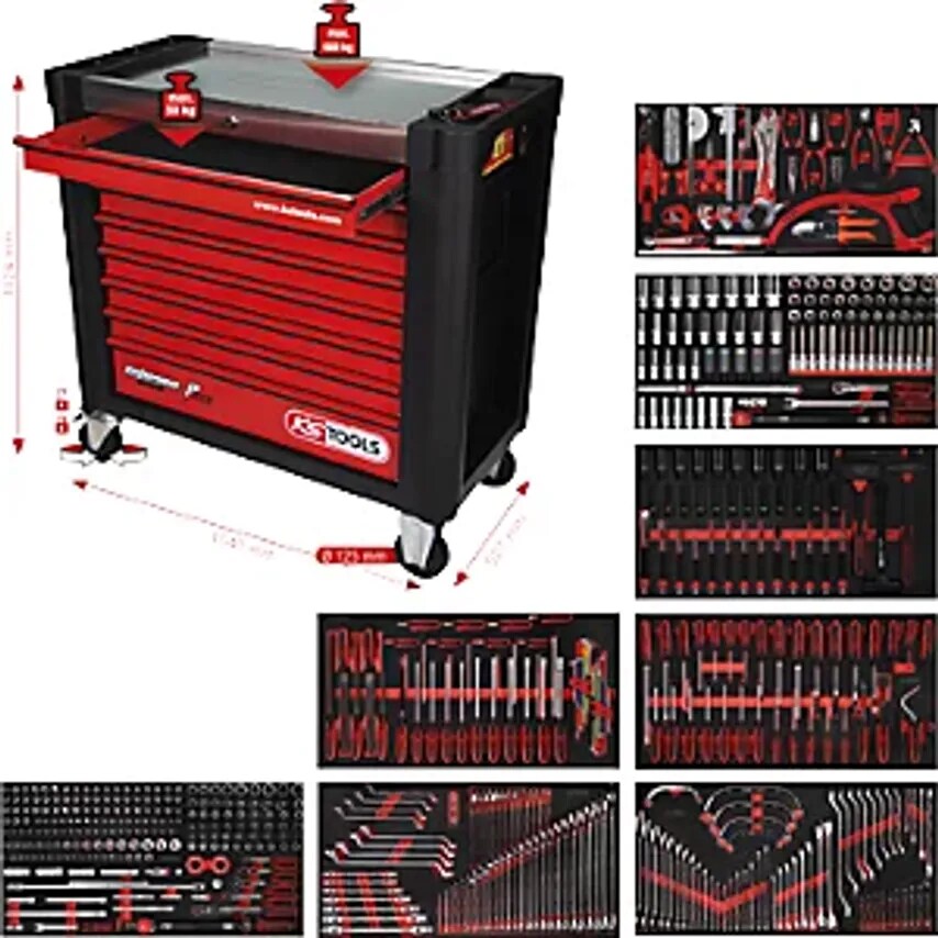 Performance Plus Workshop Trolley with Tools P25 with 564 Tools for 8 Drawers