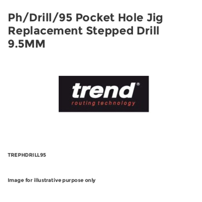 Ph/Drill/95 Pocket Hole Jig Replacement Stepped Drill 9.5MM TREPHDRILL95