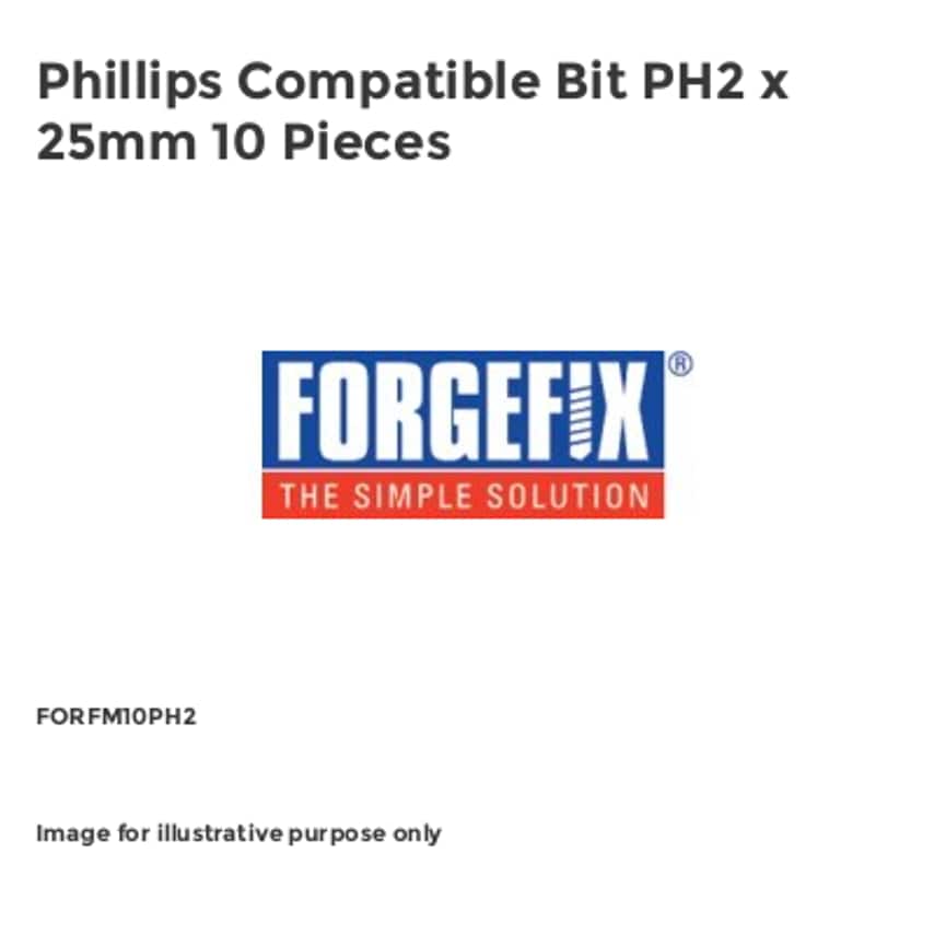 Phillips Compatible Bit PH2 x 25mm 10 Pieces FORFM10PH2