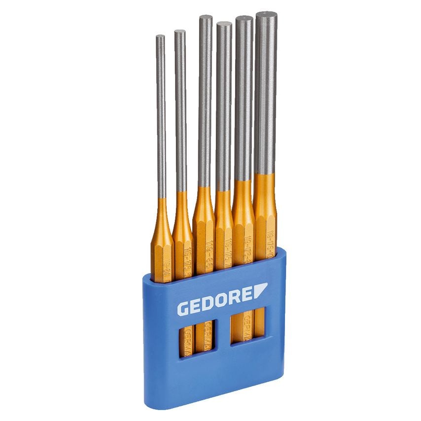 Pin punch set long pattern 6 pcs in plastic holder