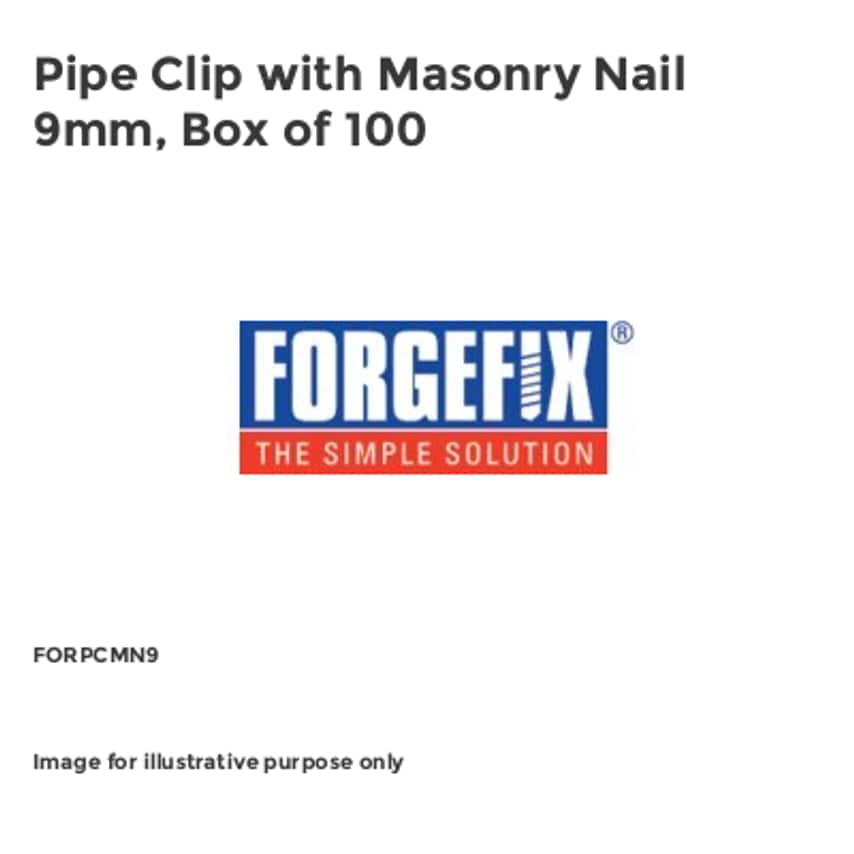 Pipe Clip with Masonry Nail 9mm, Box of 100