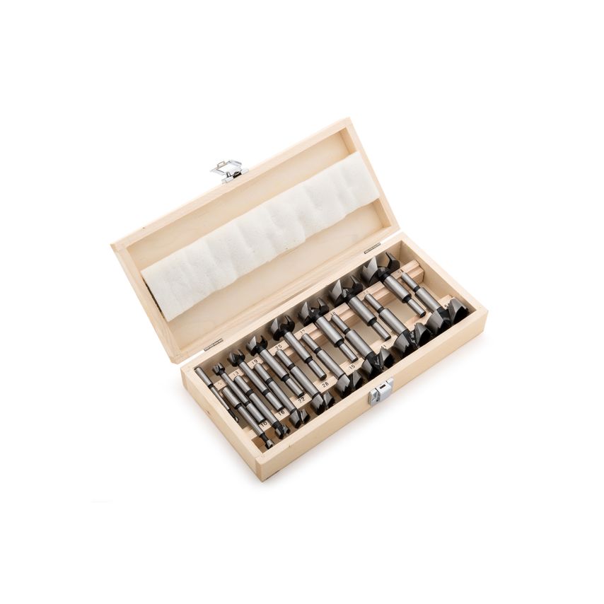 Planet 16 Piece Short Series Forstner Bit Set. 6, 10, 12, 16, 20, 22, 25, 28, 32, 35, 38, 41, 45, 48, 51 & 54mm in Wood Box