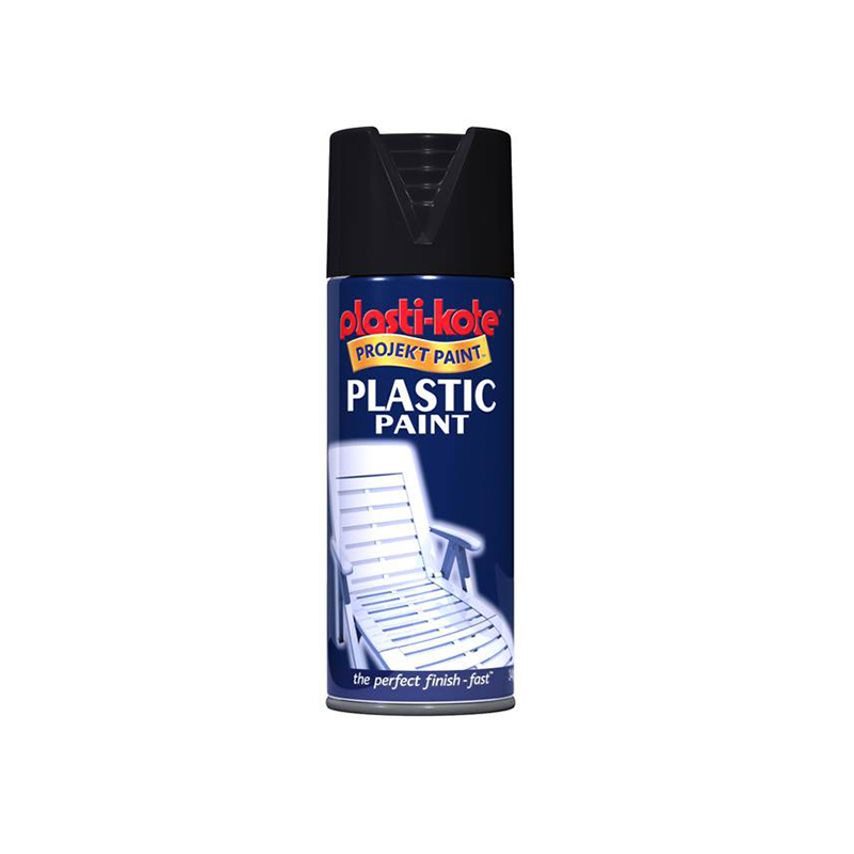 Plastic Paint Spray Black Gloss 400ml PKT10606