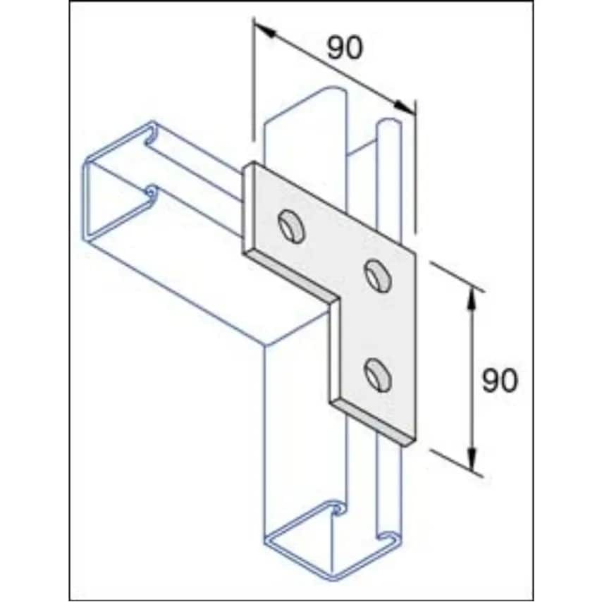 Plate Flat L Shape 3 Hole 90 x 90mm Steel HDG
