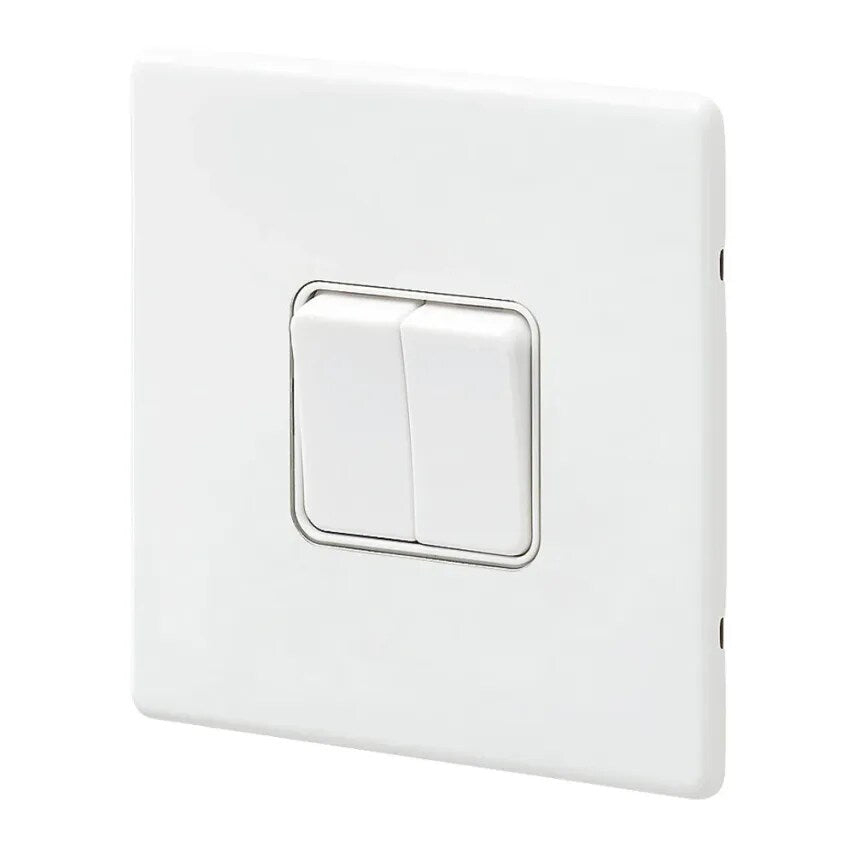 Plate Switch 2 Gang 2 Way SP 20A White White Inserts