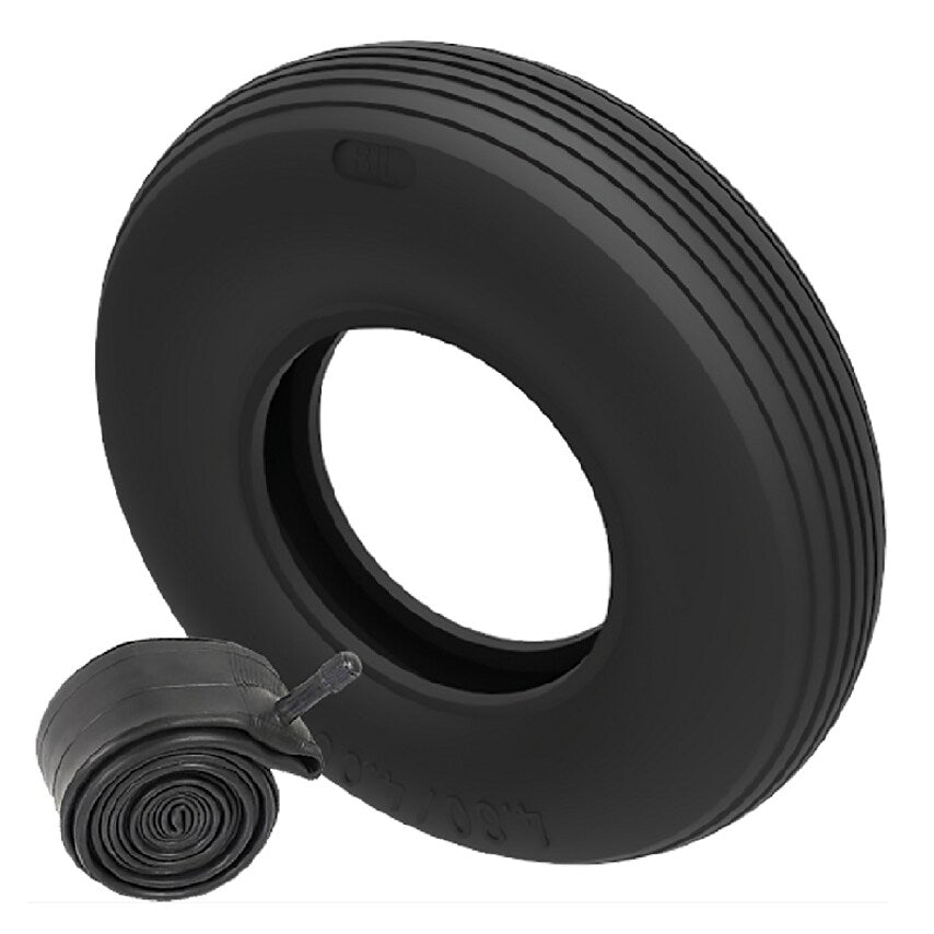 Pneumatic Tyre and tube 400mm x 100mm (4.00 x 8) ribbed 4 ply TYRE/TUBE4004R