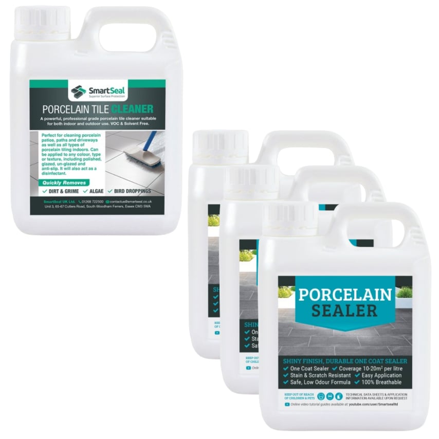 Porcelain Tile Sealer & Cleaner 1 Liter Cleaner + 3 Liter Sealer Pack of 4