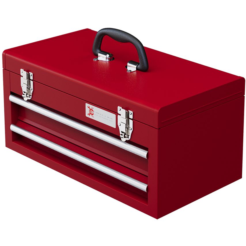 Portable 2 Drawer Tool Chest Lockable Tool Box with Ball Bearing Runners Red
