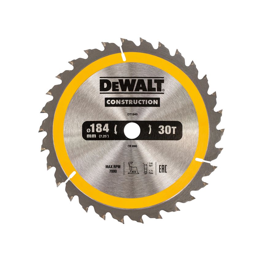 Portable Construction Circular Saw Blade 184 x 16mm x 30T
