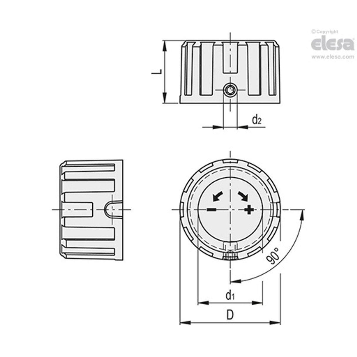 Position indicator knob-MDX.52-D-C3 Grey