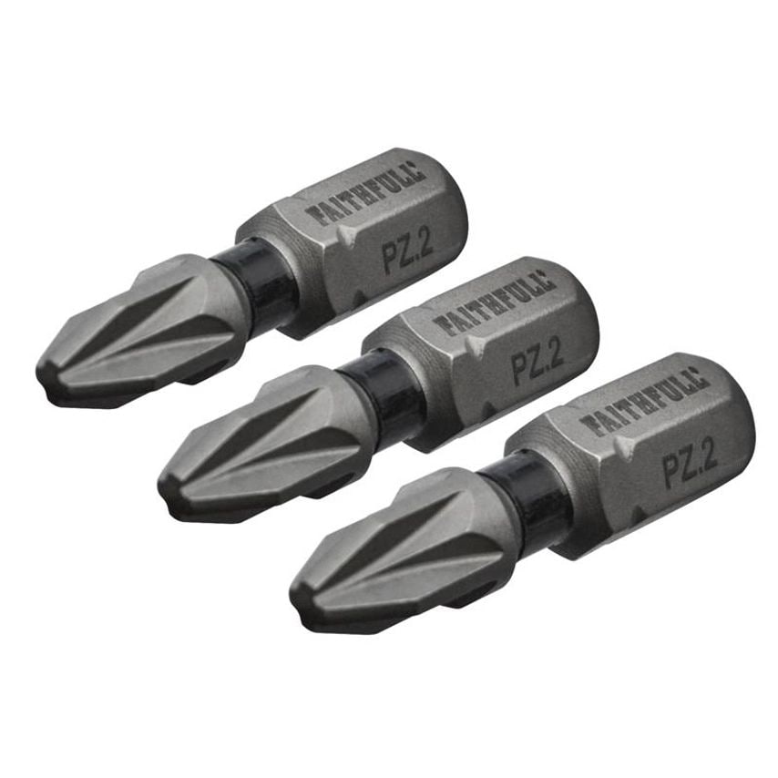 Pozi Impact Screwdriver Bits PZ2 x 25mm (Pack 3) FAISBPZ225IM