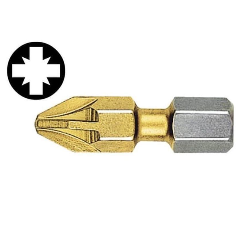 Pozidriv 1PT Titanium Coated Screwdriver Bits 25mm (Card of