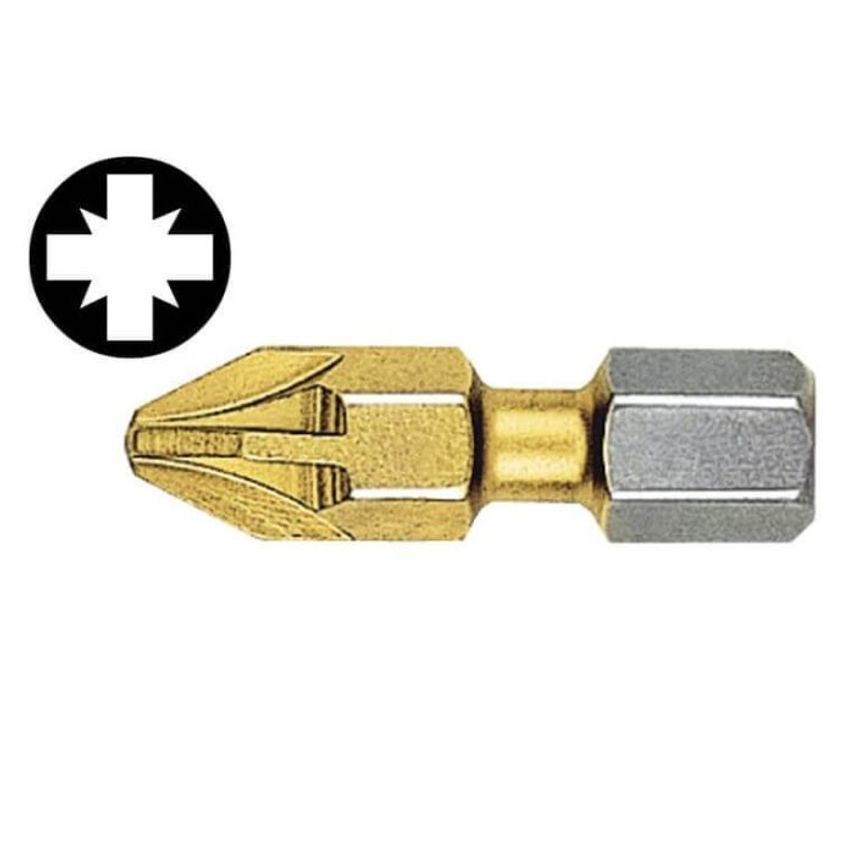 Pozidriv 2PT Titanium Coated Screwdriver Bits 25mm (Card of WIT26822
