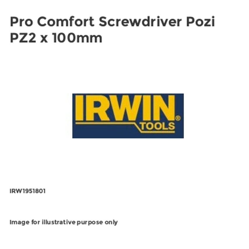 Pro Comfort Screwdriver Pozi PZ2 x 100mm IRW1951801