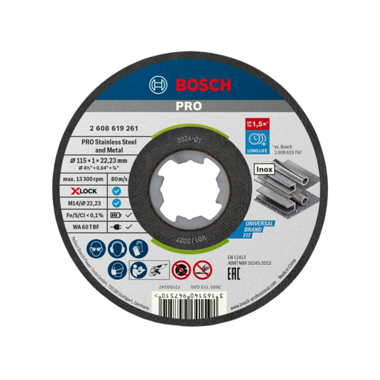 Pro Stainless Steel and Metal Bonded Cutting Disc 115 x 1.0 x 22.23mm Pack of 10