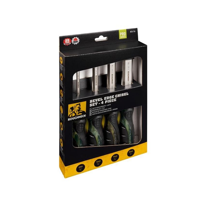 Professional Bevel Edge Chisel Set, 4 Piece ROU30154