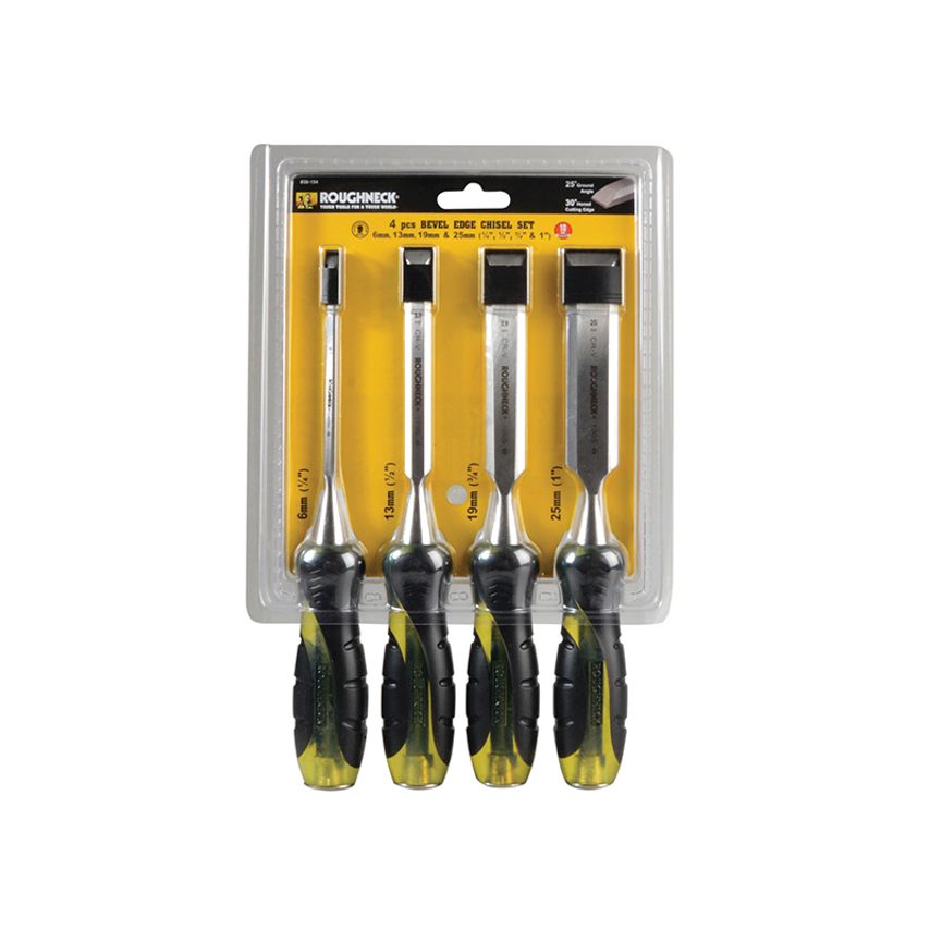 Professional Bevel Edge Chisel Set, 4 Piece ROU30154