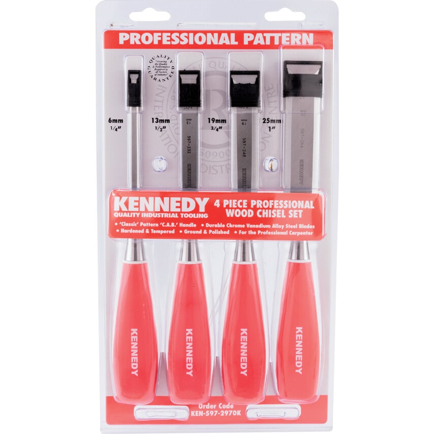Professional Bevel Edge Wood Chisels (4-Set)