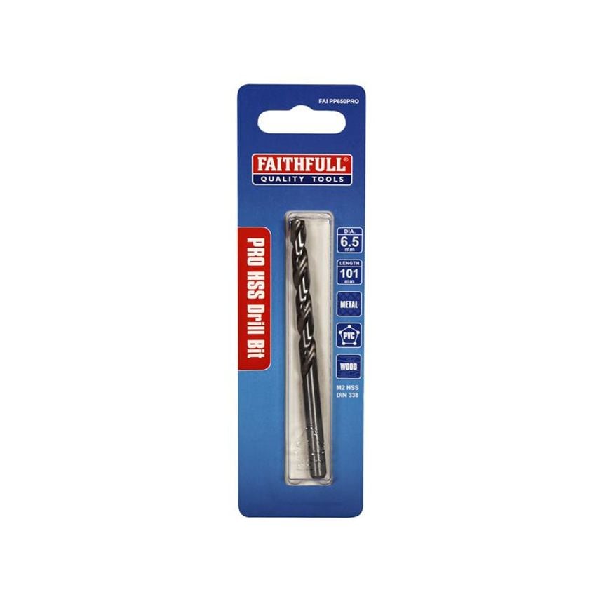 Professional HSS Jobber Drill Bit Pre Pack 6.50mm OL100mm WL58mm FAIPP650PRO