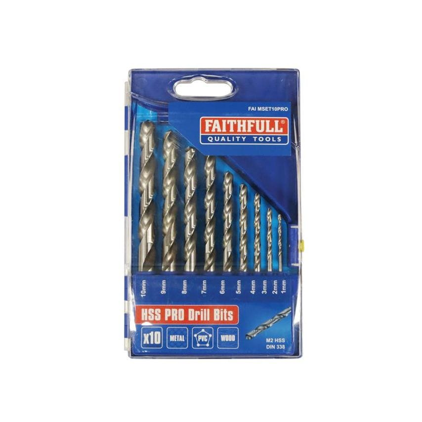 Professional HSS Jobber Drill Bit Set, 10 Piece (1 - 10mm) FAIMSET10PRO