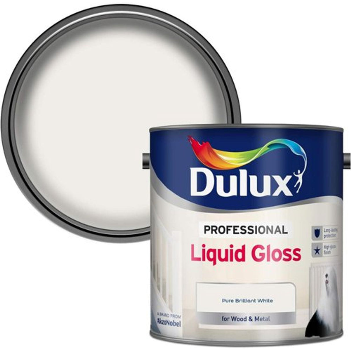 Professional Liquid Gloss Paint for Wood and Metal - Pure Brilliant White 2.5L