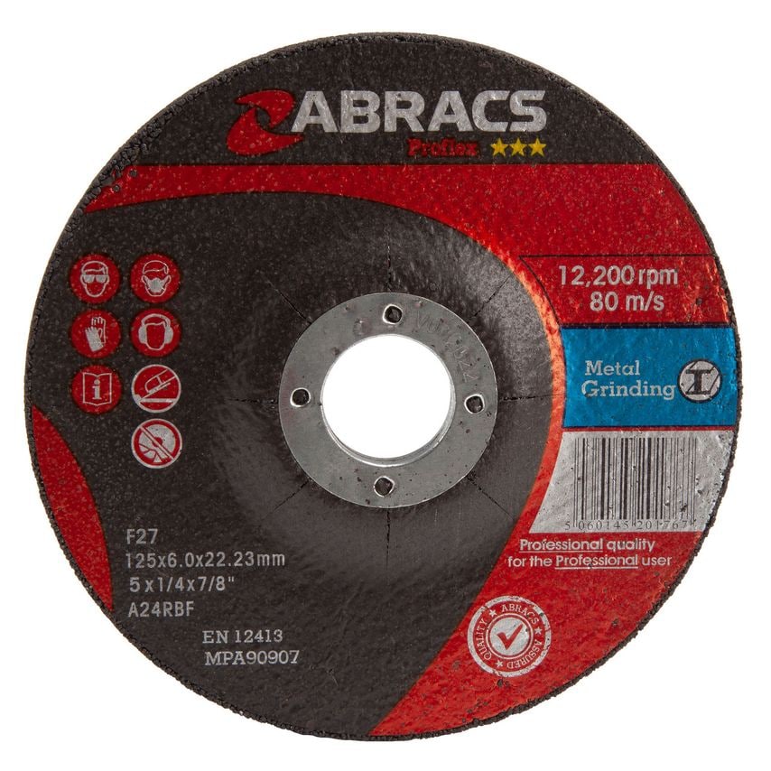 Proflex Metal Grinding Discs with DPC Centre 125mm x 6mm (25 Pack)