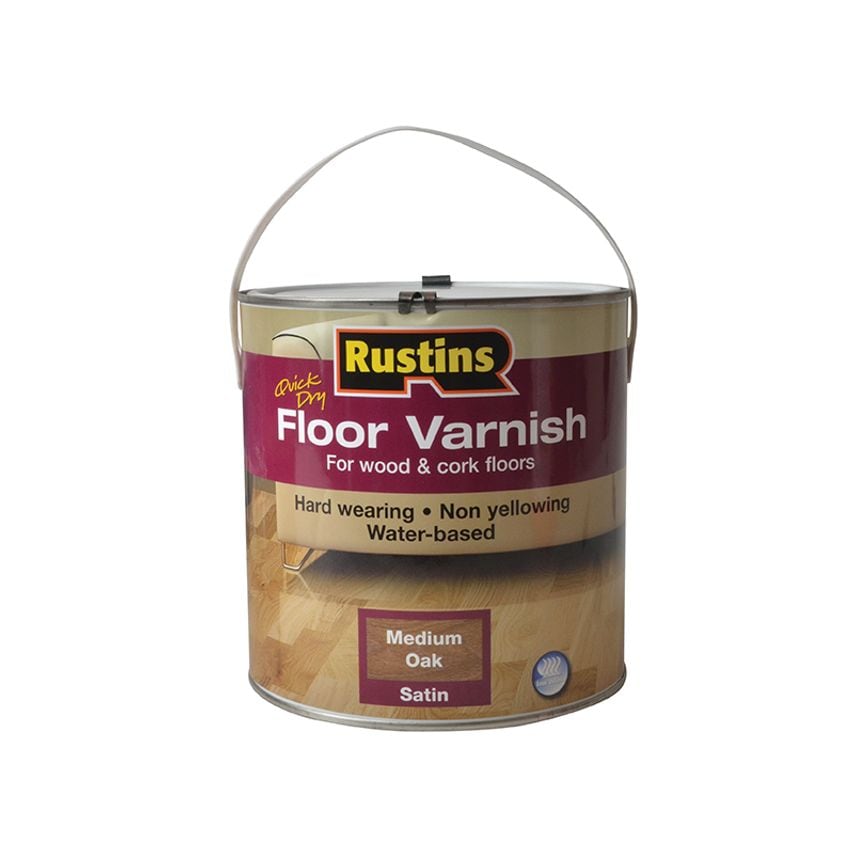Quick Dry Coloured Floor Varnish Medium Oak 2.5 litre RUSQDCFVMO25
